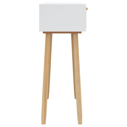 Avlastningsbord Konsollbord Vit 80x30x75 cm massiv furu och naturlig rotting