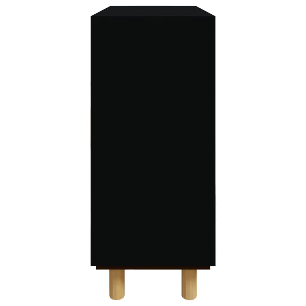 Skänk Svart 60x30x70 cm massiv furu och naturlig rotting