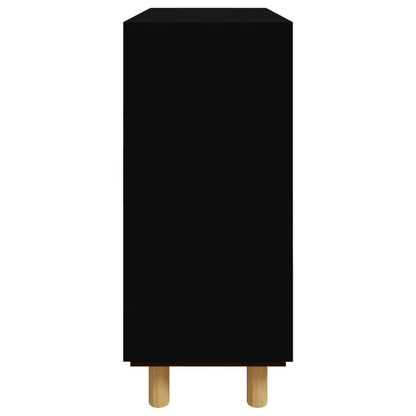 Skänk Svart 60x30x70 cm massiv furu och naturlig rotting