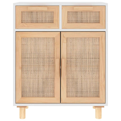 Skänk Vit 60x30x75 cm massiv furu och naturlig rotting