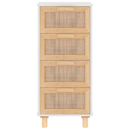 Skänk Vit 40x30x90 cm massiv furu och naturlig rotting