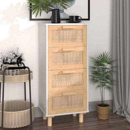 Skänk Vit 40x30x90 cm massiv furu och naturlig rotting