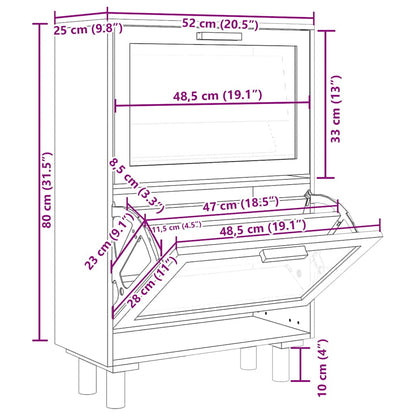 Skoställ Trä 52x25x80 cm & naturlig rotting