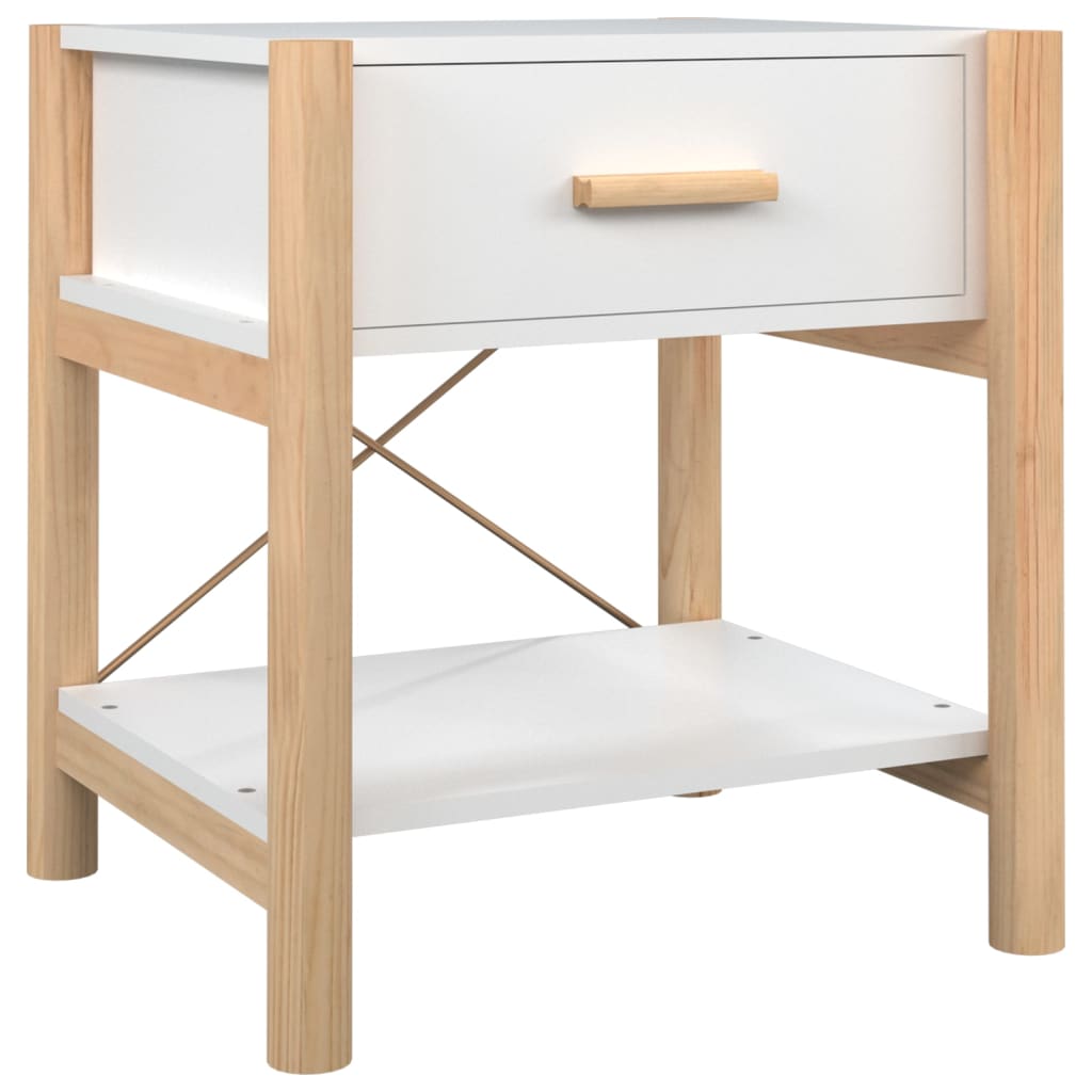 Sängbord 2 st vit 42x38x45 cm konstruerat trä