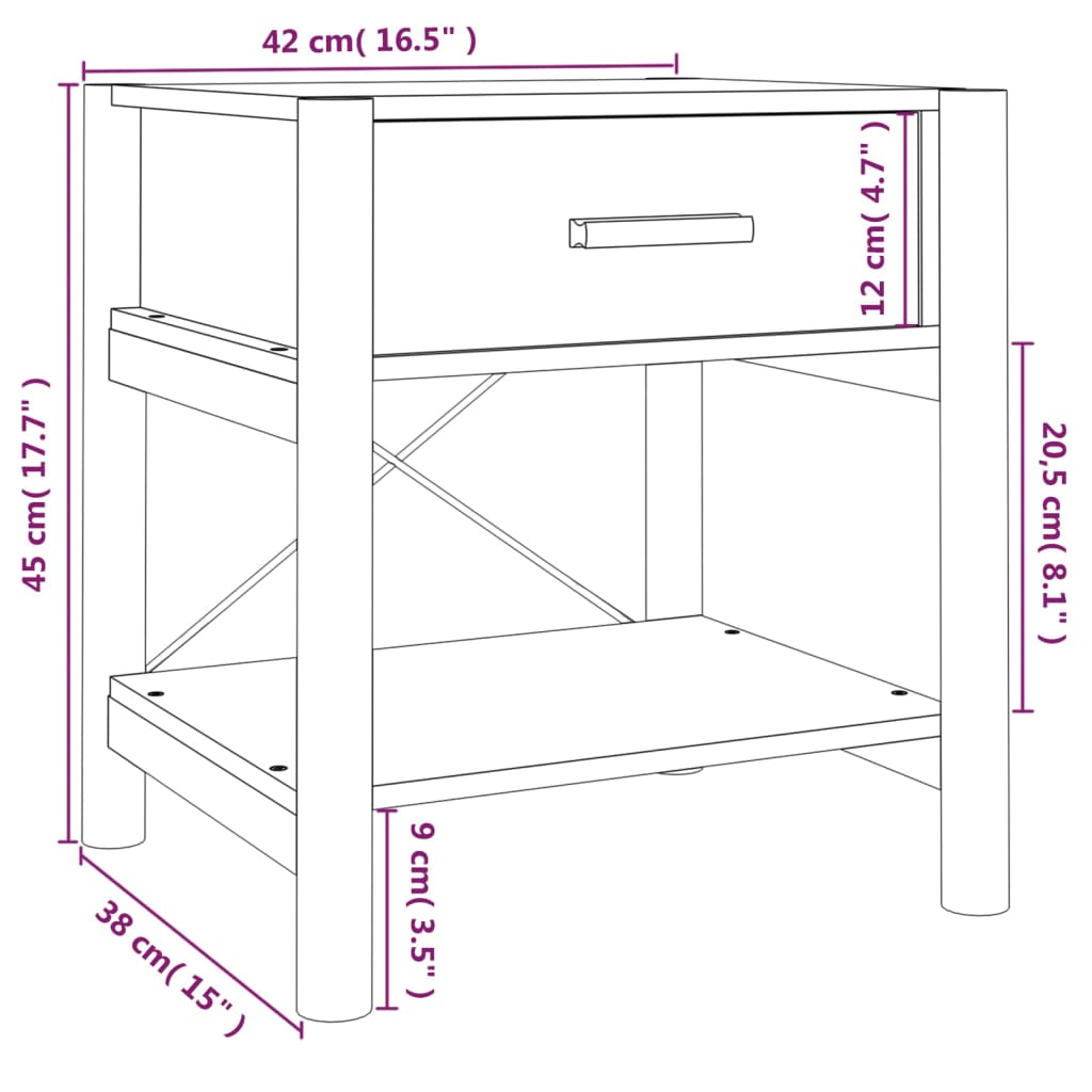 Sängbord 2 st vit 42x38x45 cm konstruerat trä