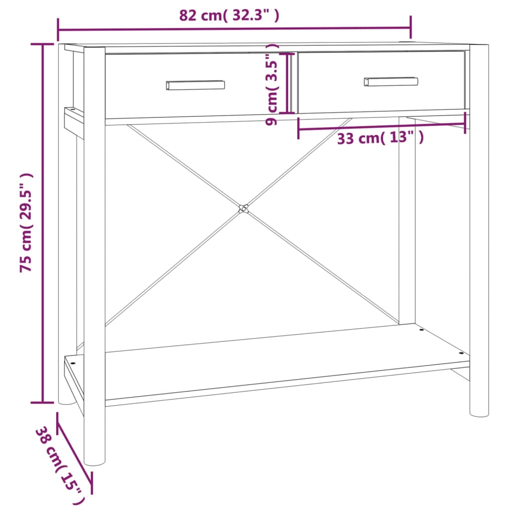 Avlastningsbord Konsollbord Svart 82x38x75 cm