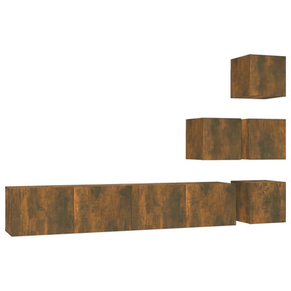 TV-Möbel Rökfärgad Ek Väggmonterad TV-Bänk