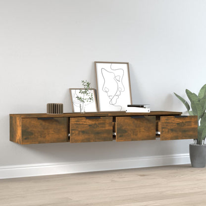 Väggskåp Rökfärgad Ek 2 st 68x30x20 cm