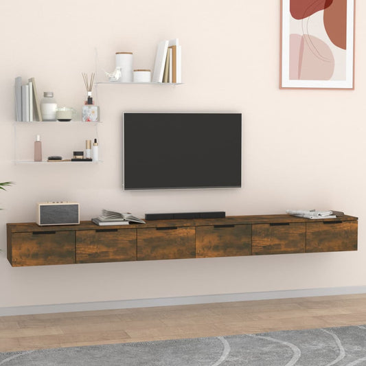 Väggskåp Rökfärgad Ek 2 st 102x30x20 cm