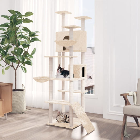 Kattmöbel Katträd med klöspelare sisal gräddvit 191 cm