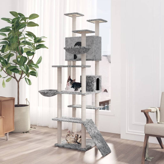Kattmöbel Katträd med klöspelare sisal ljusgrå 191 cm