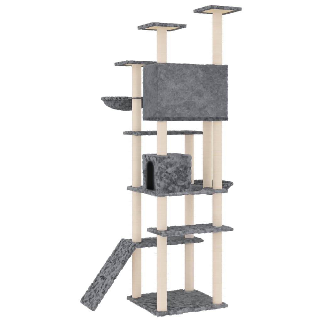 Kattmöbel Katträd med klöspelare i sisal mörkgrå 191 cm