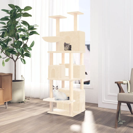 Kattmöbel Katträd med klöspelare sisal gräddvit 180 cm