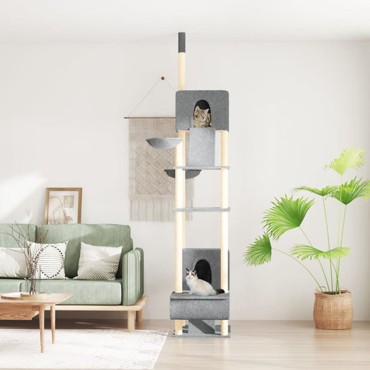Kattmöbel Golv-till-tak klösträd ljusgrå 277-303 cm
