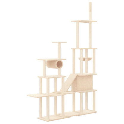 Kattmöbel Katträd med klöspelare sisal gräddvit 279 cm