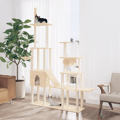 Kattmöbel Katträd med klöspelare sisal gräddvit 279 cm