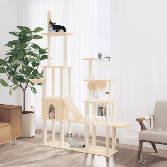 Kattmöbel Katträd med klöspelare sisal gräddvit 279 cm