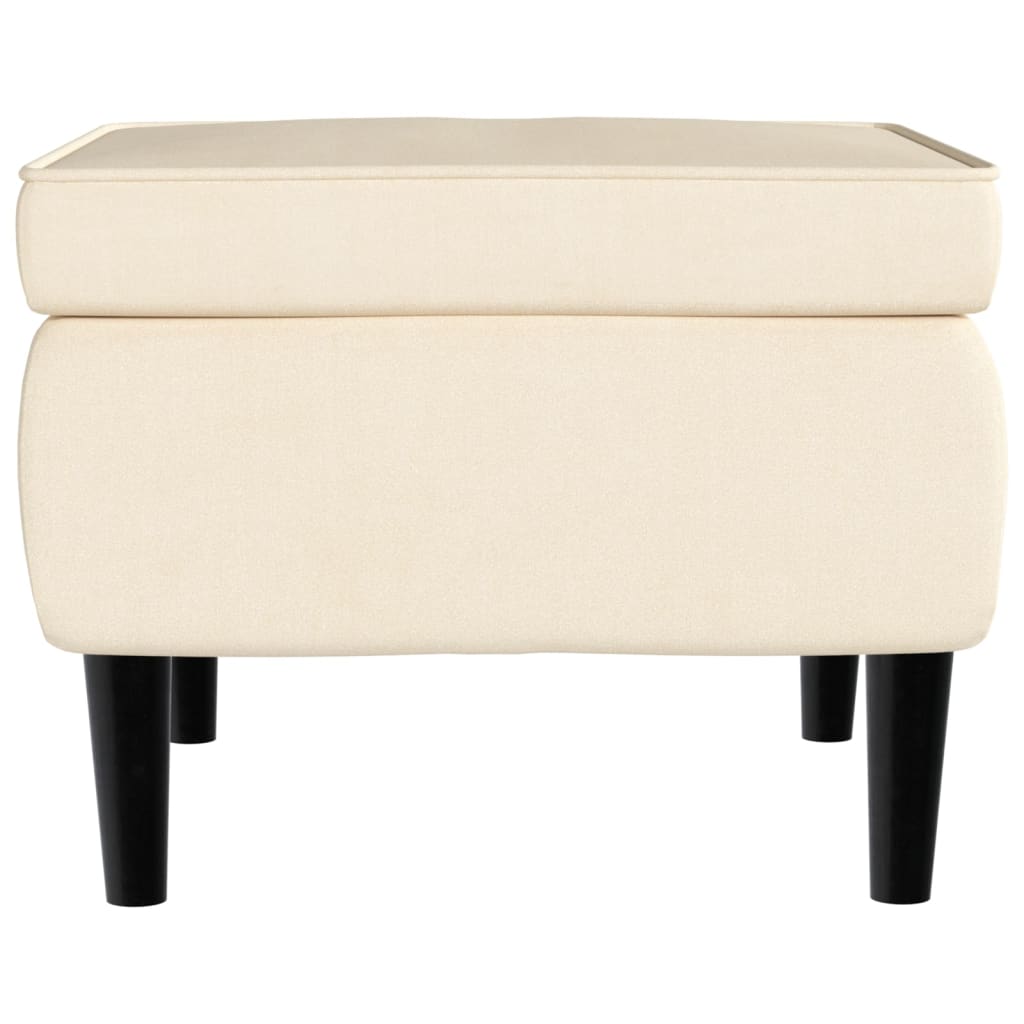 Fåtölj Gräddvit Öronlappsfåtölj med pall sammet