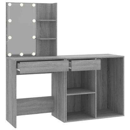 Sminkbord LED med skåp Sonoma Grå