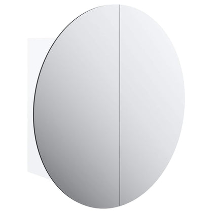 Badrumsspegel Spegelskåp med rund spegel och LED Vit 40x40x17,5 cm