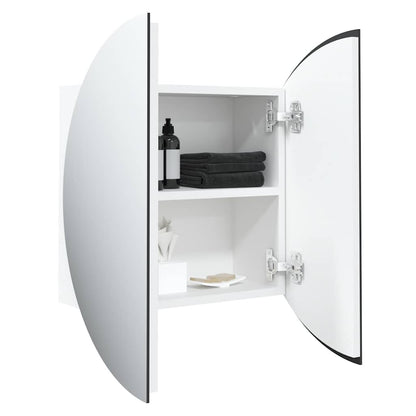 Badrumsspegel Spegelskåp med rund spegel och LED Vit 40x40x17,5 cm
