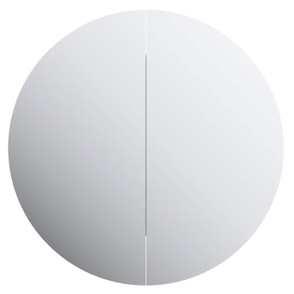 Badrumsspegel Spegelskåp med rund spegel och LED Vit 40x40x17,5 cm