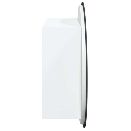 Badrumsspegel Spegelskåp med rund spegel och LED Vit 40x40x17,5 cm