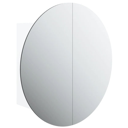 Badrumsspegel Spegelskåp med rund spegel och LED Vit 47x47x17,5 cm