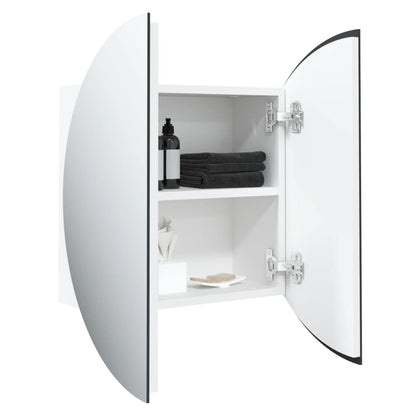 Badrumsspegel Spegelskåp med rund spegel och LED Vit 47x47x17,5 cm