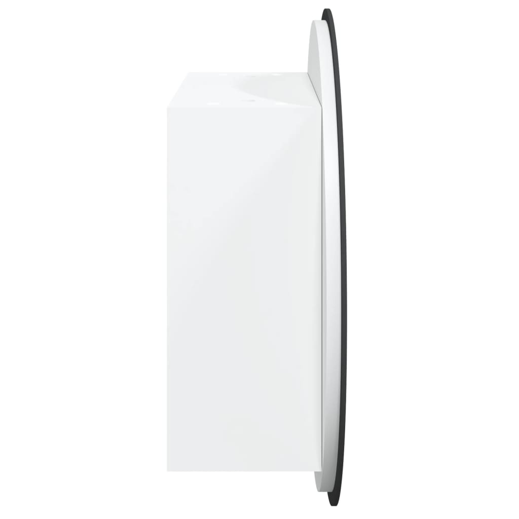 Badrumsspegel Spegelskåp med rund spegel och LED Vit 47x47x17,5 cm