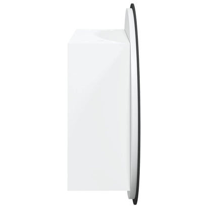 Badrumsspegel Spegelskåp med rund spegel och LED Vit 47x47x17,5 cm