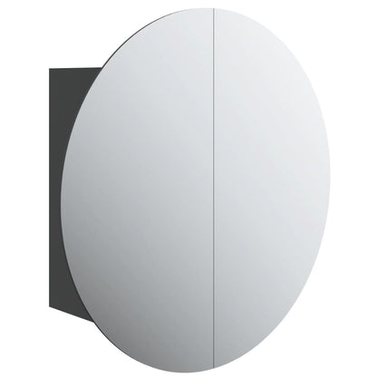 Badrumsspegel Spegelskåp med rund spegel och LED Svart 47x47x17,5 cm