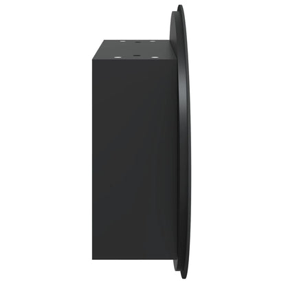 Badrumsspegel Spegelskåp med rund spegel och LED Svart 47x47x17,5 cm