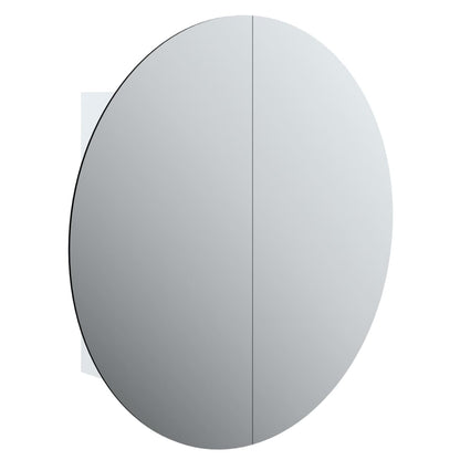 Badrumsspegel Spegelskåp med rund spegel och LED Vit 54x54x17,5 cm