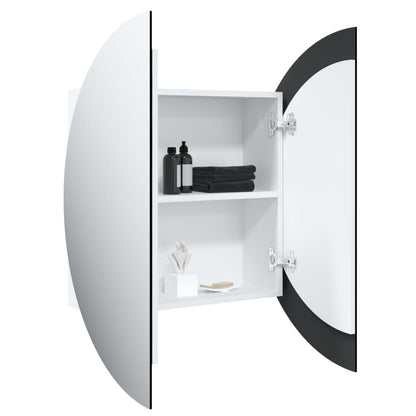 Badrumsspegel Spegelskåp med rund spegel och LED Vit 54x54x17,5 cm