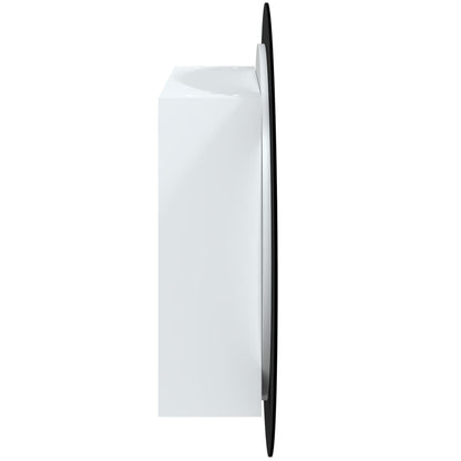 Badrumsspegel Spegelskåp med rund spegel och LED Vit 54x54x17,5 cm