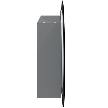Badrumsspegel Spegelskåp med rund spegel och LED Grå 54x54x17,5 cm