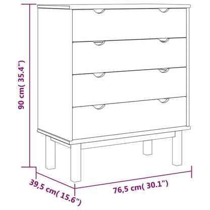 Byrå Brun Vit OTTA 76,5x39,5x90cm massiv furu