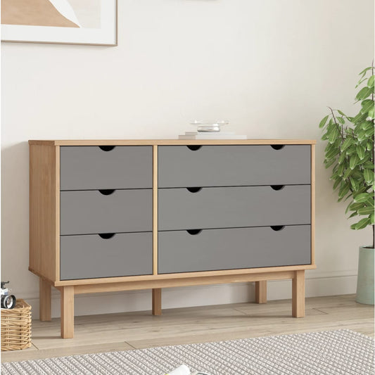 Byrå Brun Grå OTTA 111x43x73,5 cm massiv furu