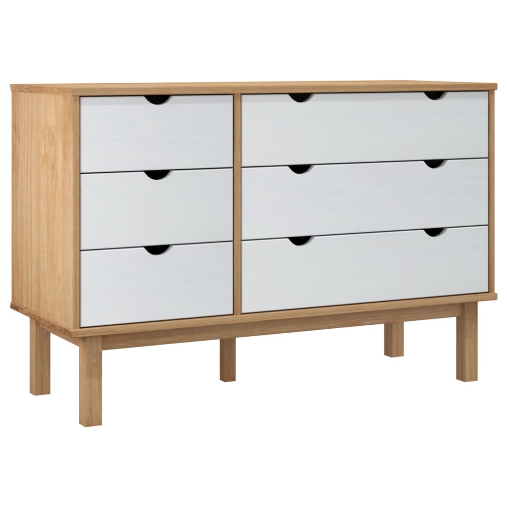 Byrå Brun Vit OTTA 111x43x73,5 cm massiv furu