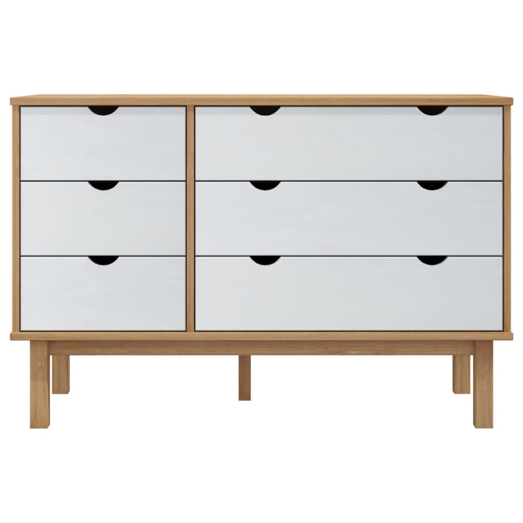 Byrå Brun Vit OTTA 111x43x73,5 cm massiv furu