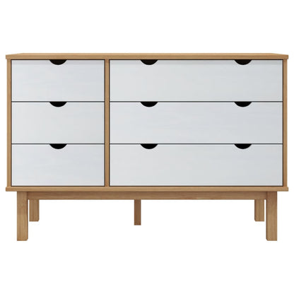 Byrå Brun Vit OTTA 111x43x73,5 cm massiv furu