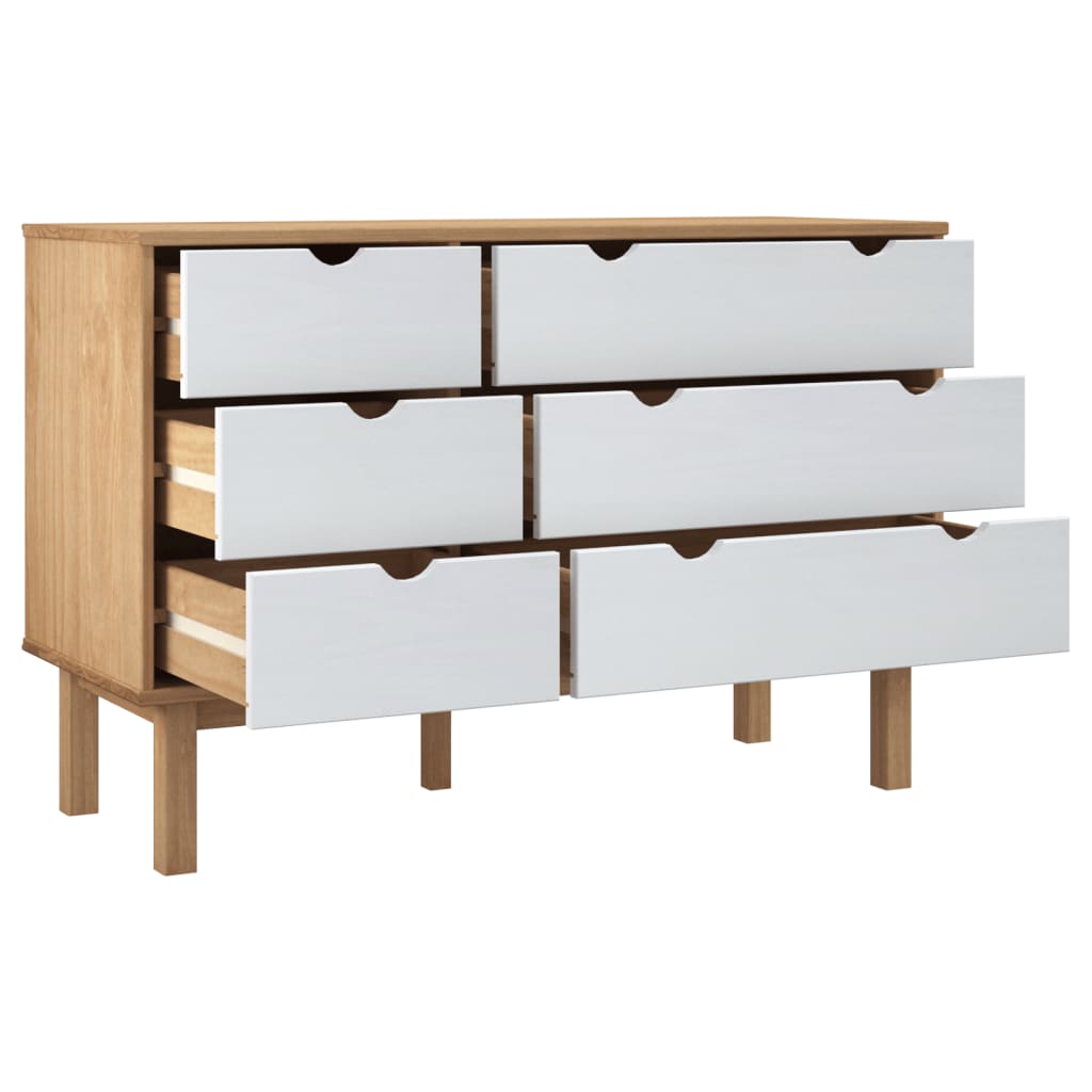 Byrå Brun Vit OTTA 111x43x73,5 cm massiv furu