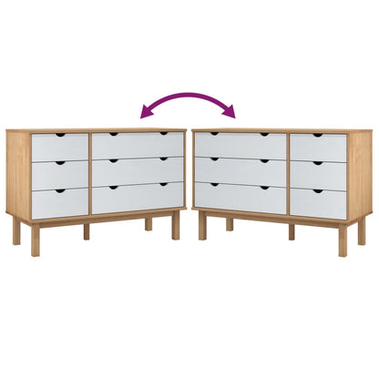 Byrå Brun Vit OTTA 111x43x73,5 cm massiv furu