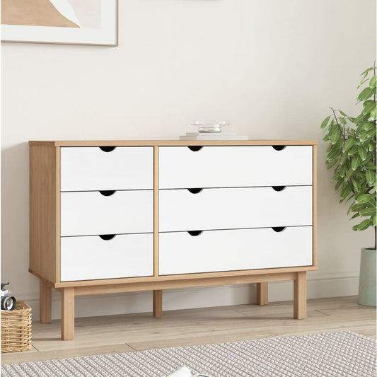 Byrå Brun Vit OTTA 111x43x73,5 cm massiv furu