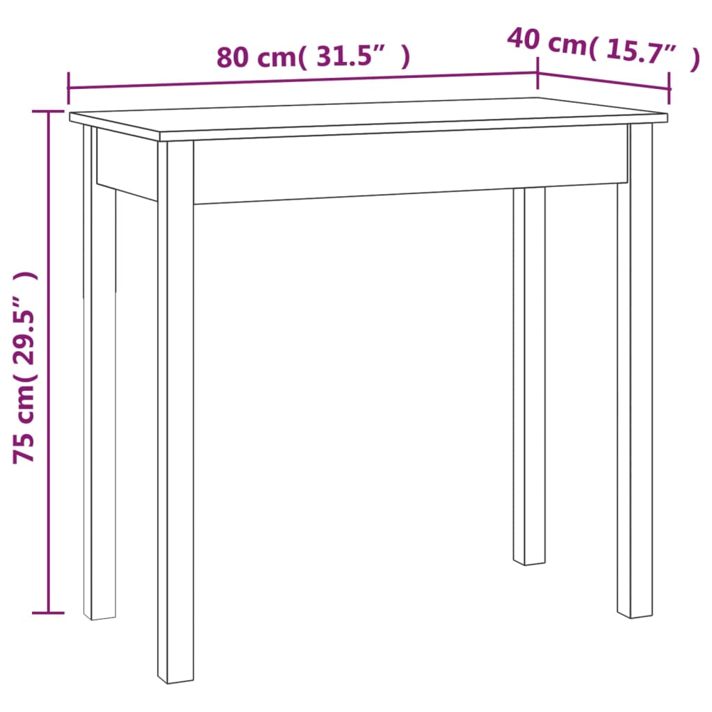 Avlastningsbord Konsollbord Grå 80x40x75 cm massiv furu