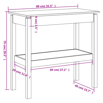 Avlastningsbord Konsollbord Grå 80x40x75 cm massiv furu