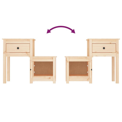 Sängbord 2 st 79,5x38x65,5 cm massiv furu