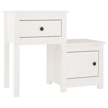 Sängbord Nattduksbord Vit 79,5x38x65,5 cm massiv furu