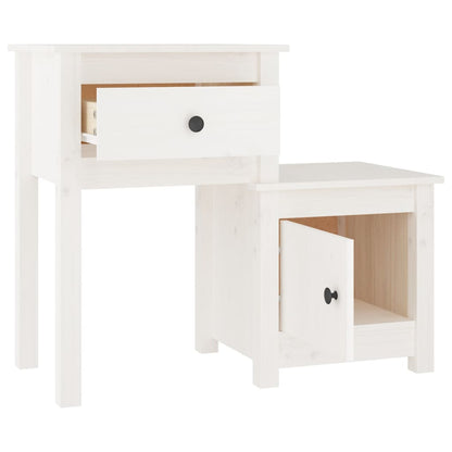 Sängbord Nattduksbord Vit 79,5x38x65,5 cm massiv furu